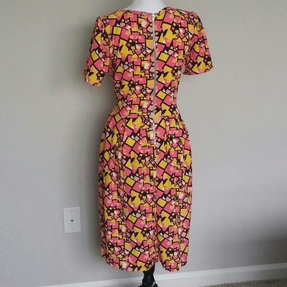 Lularoe Amelia Pattern Midi Dress Pockets Large - Picture 5 of 8